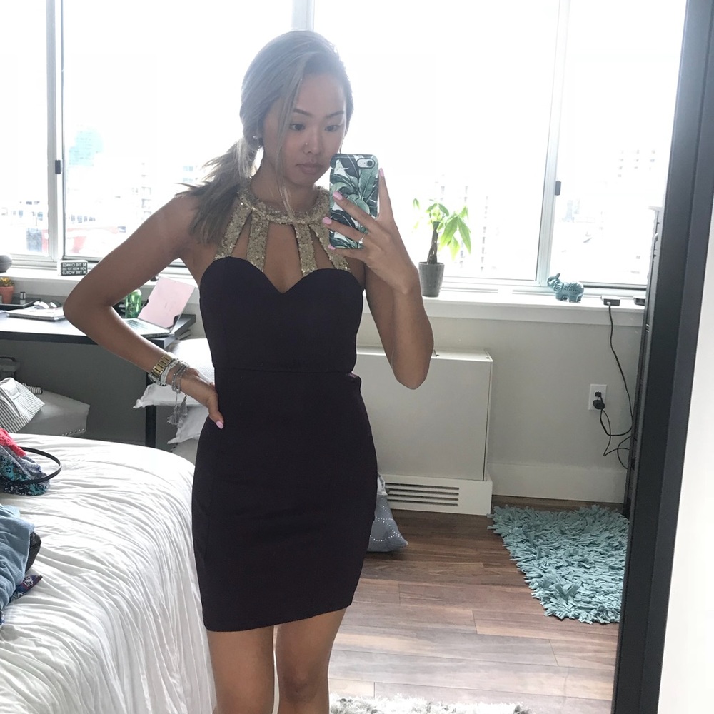 Purple Sequined Dress with Cutouts In Back